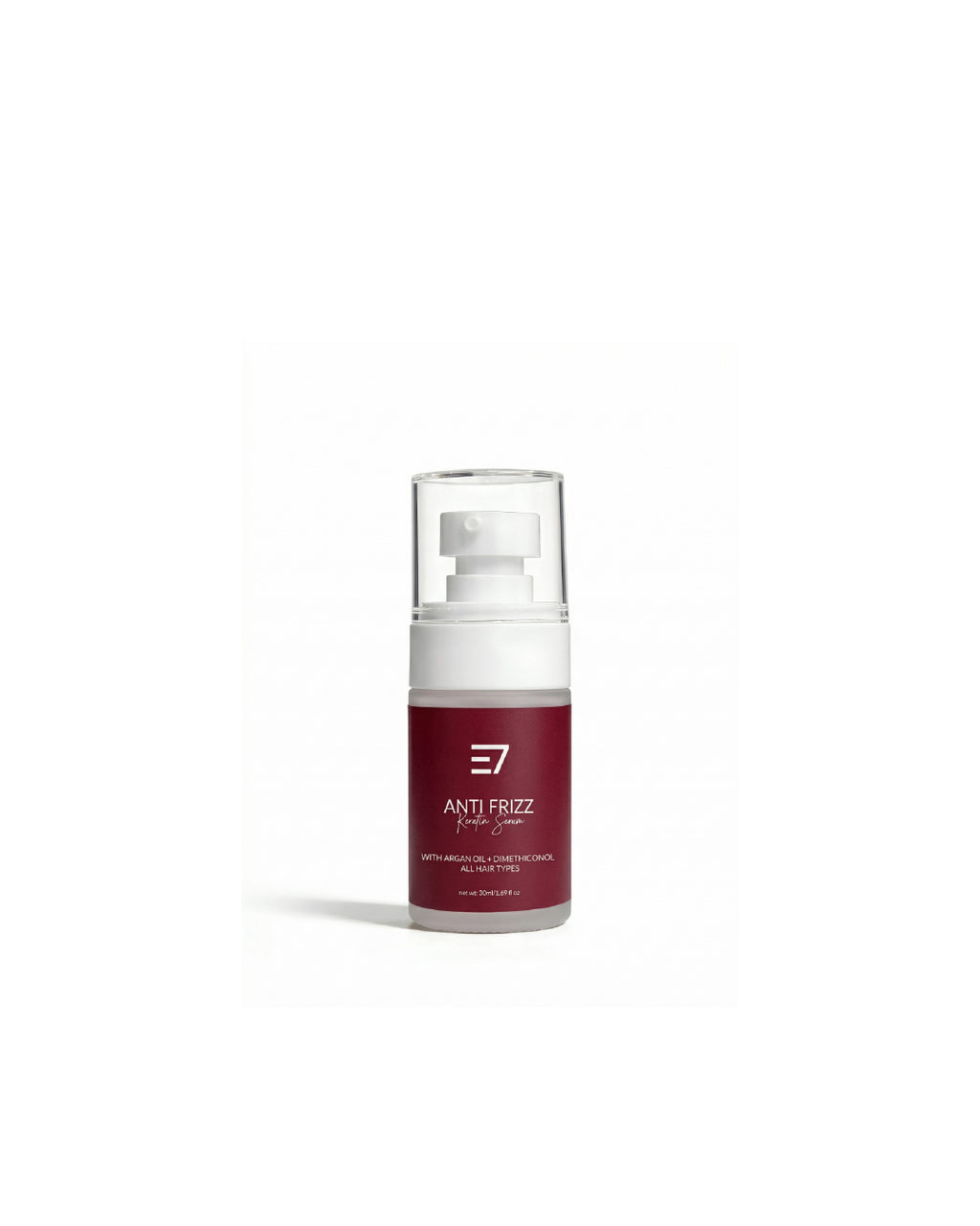 Elaris7 Anti-Frizz Keratin Serum bottle
Smooth Control serum for frizz-free hair