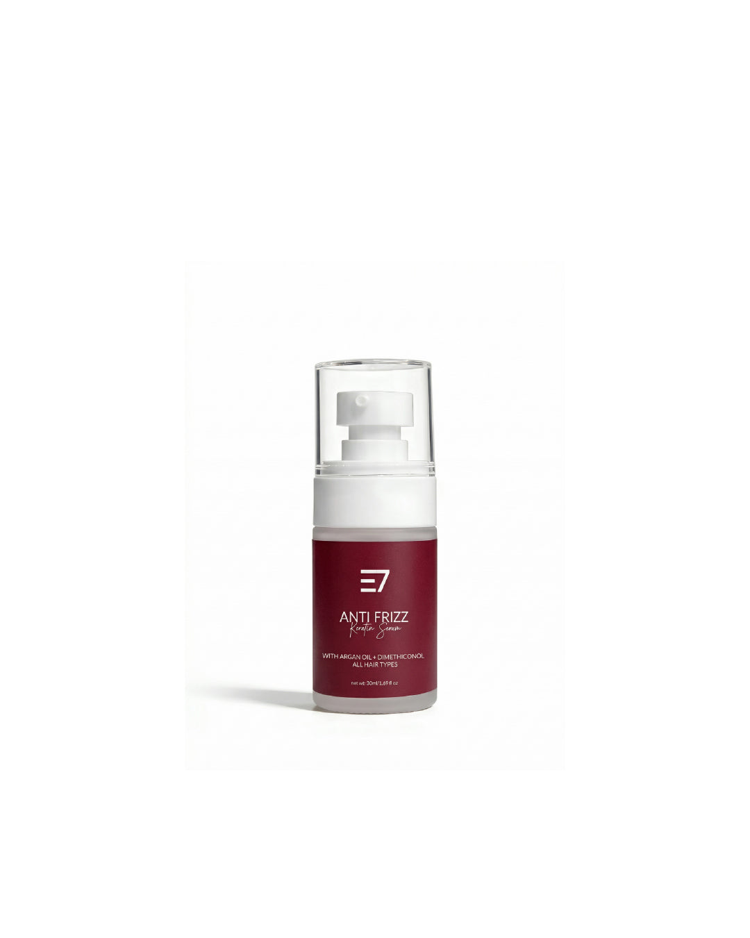 Elaris7 Anti-Frizz Keratin Serum bottle
Smooth Control serum for frizz-free hair