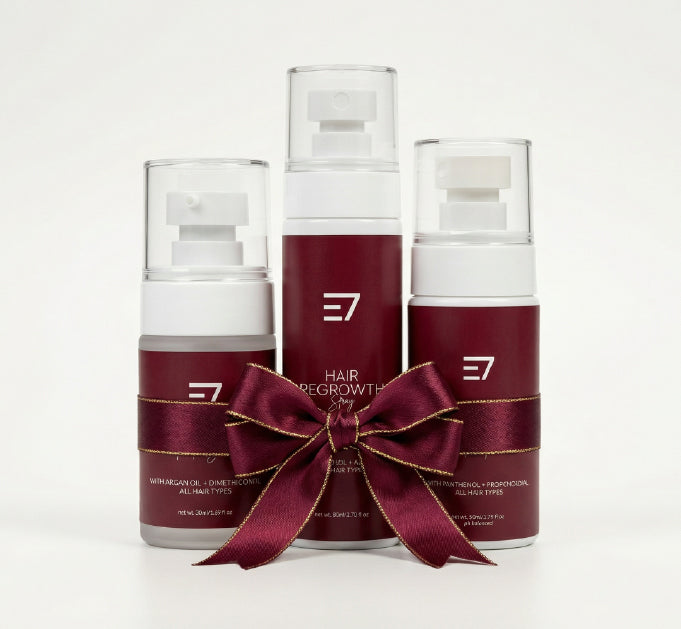 Hair care bundle gift set
Elaris7 halal haircare routine
Complete hair care ritual Elaris7
E7 Hair Care Set value bundle